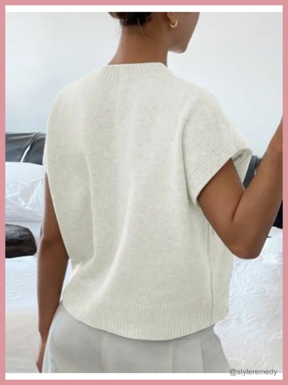 Womens Sleeveless Floral Sweater Vest Ribbed Knit Loose Pullover